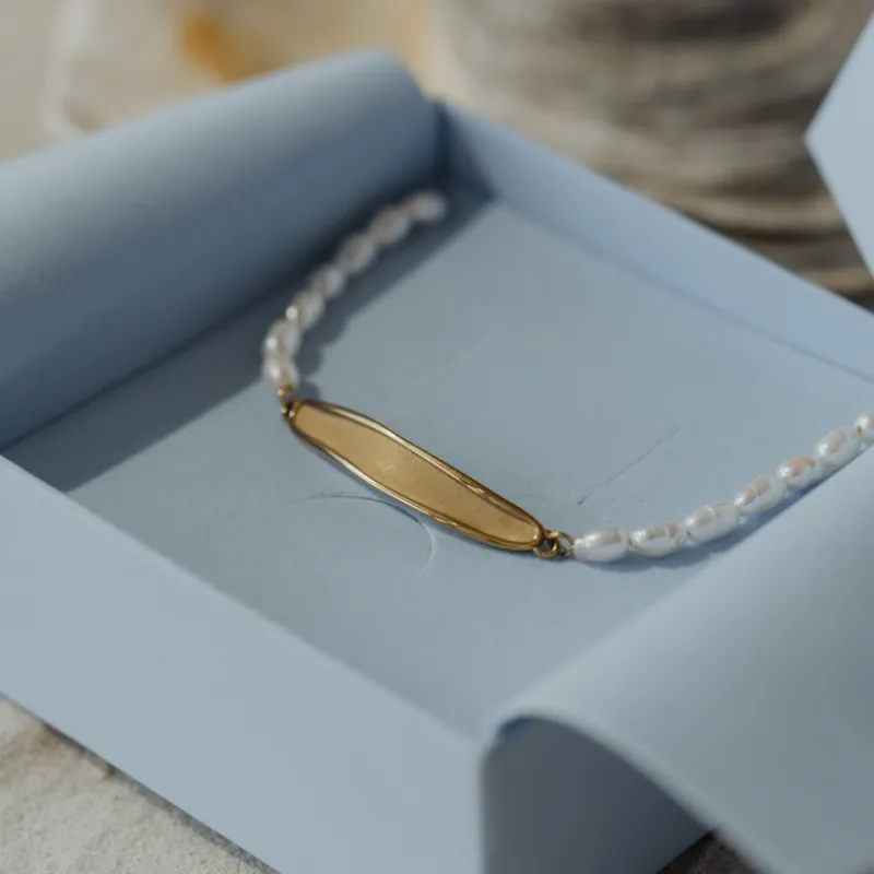 PAUL HEWITT Armbänder Mit Gravur | Perlenarmbänder>Engravable Plate Pearl Armkette